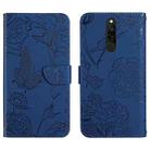 For Xiaomi Redmi 8 / 8A Skin Feel Butterfly Peony Embossed Leather Phone Case(Blue) - 1