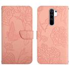 For Xiaomi Redmi 9 Skin Feel Butterfly Peony Embossed Leather Phone Case(Pink) - 1