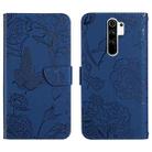 For Xiaomi Redmi 9 Skin Feel Butterfly Peony Embossed Leather Phone Case(Blue) - 1