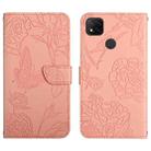 For Xiaomi Redmi 9C Skin Feel Butterfly Peony Embossed Leather Phone Case(Pink) - 1