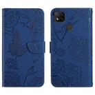 For Xiaomi Redmi 9C Skin Feel Butterfly Peony Embossed Leather Phone Case(Blue) - 1