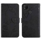 For Xiaomi Redmi 9C Skin Feel Butterfly Peony Embossed Leather Phone Case(Black) - 1