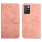 For Xiaomi Redmi 10 4G Skin Feel Butterfly Peony Embossed Leather Phone Case(Pink) - 1
