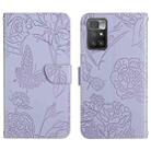 For Xiaomi Redmi 10 4G Skin Feel Butterfly Peony Embossed Leather Phone Case(Purple) - 1