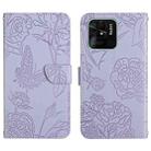 For Xiaomi Redmi 10C Skin Feel Butterfly Peony Embossed Leather Phone Case(Purple) - 1