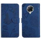 For Xiaomi Redmi K30 Pro Skin Feel Butterfly Peony Embossed Leather Phone Case(Blue) - 1