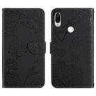 For Xiaomi Redmi Note 7 Skin Feel Butterfly Peony Embossed Leather Phone Case(Black) - 1