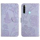 For Xiaomi Redmi Note 8 Skin Feel Butterfly Peony Embossed Leather Phone Case(Purple) - 1