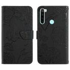 For Xiaomi Redmi Note 8 Skin Feel Butterfly Peony Embossed Leather Phone Case(Black) - 1