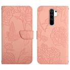 For Xiaomi Redmi Note 8 Pro Skin Feel Butterfly Peony Embossed Leather Phone Case(Pink) - 1