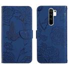 For Xiaomi Redmi Note 8 Pro Skin Feel Butterfly Peony Embossed Leather Phone Case(Blue) - 1