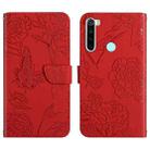 For Xiaomi Redmi Note 8T Skin Feel Butterfly Peony Embossed Leather Phone Case(Red) - 1