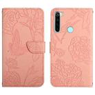 For Xiaomi Redmi Note 8T Skin Feel Butterfly Peony Embossed Leather Phone Case(Pink) - 1