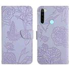 For Xiaomi Redmi Note 8T Skin Feel Butterfly Peony Embossed Leather Phone Case(Purple) - 1