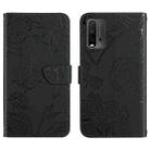 For Xiaomi Redmi Note 9 4G Skin Feel Butterfly Peony Embossed Leather Phone Case(Black) - 1