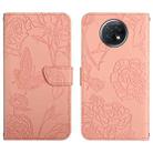 For Xiaomi Redmi Note 9 5G Skin Feel Butterfly Peony Embossed Leather Phone Case(Pink) - 1