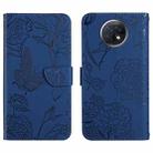 For Xiaomi Redmi Note 9 5G Skin Feel Butterfly Peony Embossed Leather Phone Case(Blue) - 1