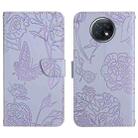 For Xiaomi Redmi Note 9 5G Skin Feel Butterfly Peony Embossed Leather Phone Case(Purple) - 1