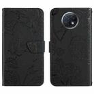 For Xiaomi Redmi Note 9 5G Skin Feel Butterfly Peony Embossed Leather Phone Case(Black) - 1