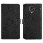 For Xiaomi Redmi Note 9 Pro Skin Feel Butterfly Peony Embossed Leather Phone Case(Black) - 1