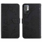 For Xiaomi Redmi Note 10 5G Skin Feel Butterfly Peony Embossed Leather Phone Case(Black) - 1