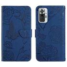 For Xiaomi Redmi Note 10 Pro Skin Feel Butterfly Peony Embossed Leather Phone Case(Blue) - 1