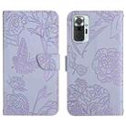For Xiaomi Redmi Note 10 Pro Skin Feel Butterfly Peony Embossed Leather Phone Case(Purple) - 1