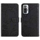 For Xiaomi Redmi Note 10 Pro Skin Feel Butterfly Peony Embossed Leather Phone Case(Black) - 1