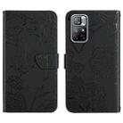 For Xiaomi Redmi Note 11S Skin Feel Butterfly Peony Embossed Leather Phone Case(Black) - 1