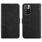 For Xiaomi Redmi Note 11 Pro Foreign Version Skin Feel Butterfly Peony Embossed Leather Phone Case(Black) - 1