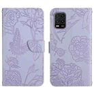 For Xiaomi Mi 10 Lite 5G Skin Feel Butterfly Peony Embossed Leather Phone Case(Purple) - 1