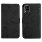 For Xiaomi Mi 10 Lite 5G Skin Feel Butterfly Peony Embossed Leather Phone Case(Black) - 1