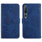 For Xiaomi Mi 10 / 10 Pro 5G Skin Feel Butterfly Peony Embossed Leather Phone Case(Blue) - 1