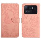 For Xiaomi Mi 11 Ultra Skin Feel Butterfly Peony Embossed Leather Phone Case(Pink) - 1