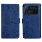 For Xiaomi Mi 11 Ultra Skin Feel Butterfly Peony Embossed Leather Phone Case(Blue) - 1