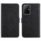 For Xiaomi Mi 11T / 11T Pro Skin Feel Butterfly Peony Embossed Leather Phone Case(Black) - 1