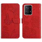 For Xiaomi Mi Mix 4 Skin Feel Butterfly Peony Embossed Leather Phone Case(Red) - 1