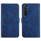 For Xiaomi Mi Note 10 Lite Skin Feel Butterfly Peony Embossed Leather Phone Case(Blue) - 1