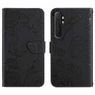 For Xiaomi Mi Note 10 Lite Skin Feel Butterfly Peony Embossed Leather Phone Case(Black) - 1