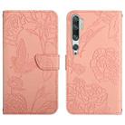 For Xiaomi Mi Note 10 / Note 10 Pro Skin Feel Butterfly Peony Embossed Leather Phone Case(Pink) - 1