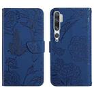 For Xiaomi Mi Note 10 / Note 10 Pro Skin Feel Butterfly Peony Embossed Leather Phone Case(Blue) - 1