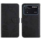 For Xiaomi Poco M4 Pro 4G Skin Feel Butterfly Peony Embossed Leather Phone Case(Black) - 1