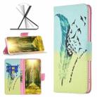 For Xiaomi Redmi 10 5G / Note 11E Colored Drawing Pattern Leather Phone Case(Feather) - 1