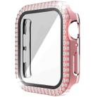 Double-Row Diamond PC+Tempered Glass Watch Case For Apple Watch Series 3&2&1 38mm(Pink) - 1
