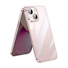 For iPhone 13 SULADA Lens Protector Plated Clear Case(Pink) - 1