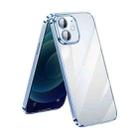 For iPhone 12 SULADA Lens Protector Plated Clear Case(Sierra Blue) - 1