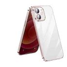 For iPhone 12 SULADA Lens Protector Plated Clear Case(Pink) - 1