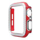 Double-Row Diamond Two-color Electroplating PC Watch Case For Apple Watch Series 3&2&1 38mm(Red+Silver) - 1