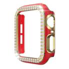 Double-Row Diamond Two-color Electroplating PC Watch Case For Apple Watch Series 3&2&1 42mm(Red+Gold) - 1