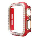 Double-Row Diamond Two-color Electroplating PC Watch Case For Apple Watch Series 3&2&1 42mm(Red+Rose Gold) - 1